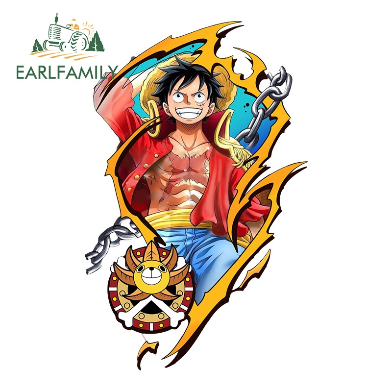 Đề Can 13Cmx11.5Cm Họa Tiết One Piece Luffy Vui Nhộn Chống Nước Dán Kính Chắn Gió Xe Hơi