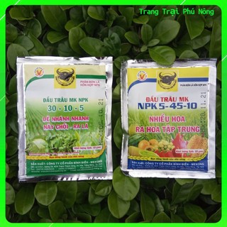 Phân Bón  Đầu Trâu MK NPK 30-10-5 Đẻ Nhánh Nhanh, Nảy Chồi Ra Lá, 5-45-10 Kích Hoa, Đậu Trái - Gói 10g