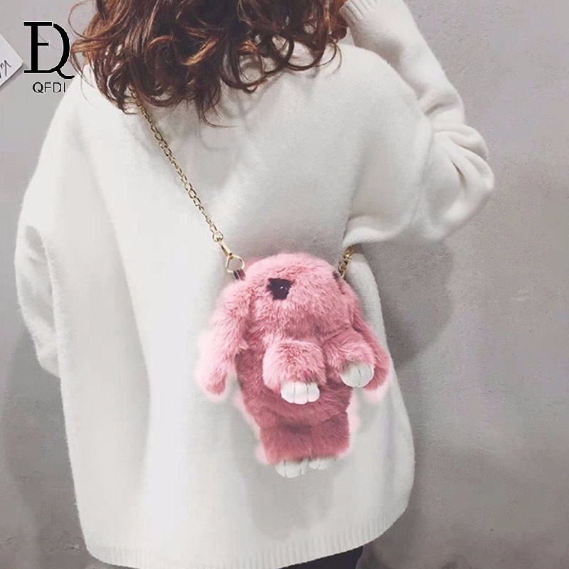 Túi đeo chéo vai hình thỏ bằng vải lông dễ thương dành cho bạn nữ đi học SHOPSIEURE88