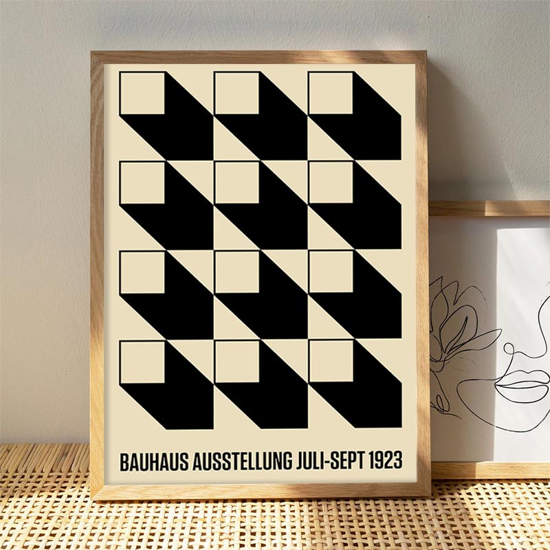 Tranh Vải Bạt Treo Tường In Hình Trừu Tượng Bauhaus Phong Cách Tối Giản Hiện Đại Trang Trí Phòng Khách