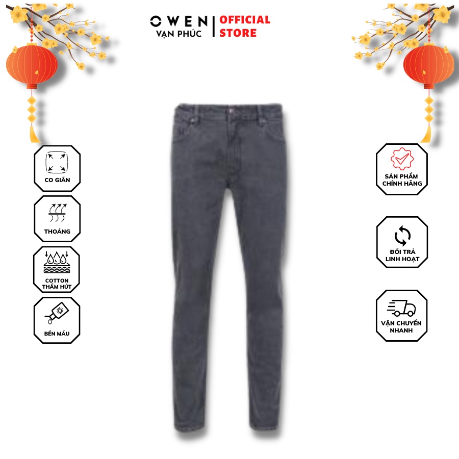 Quần Jeans OWEN QJSL220662 Xám Đậm Co Giãn Vừa Phải Thiết Kế Thanh Lịch Tôn Dáng Hiện Đại Dễ Phối Đồ