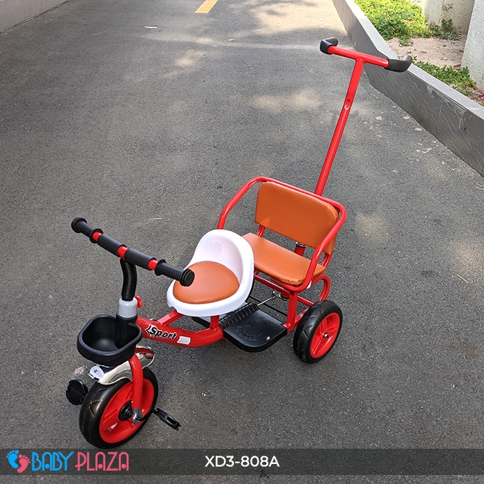 Xe đạp 3 bánh 2 ghế ngồi kèm cây đẩy BABY PLAZA XD3-808A