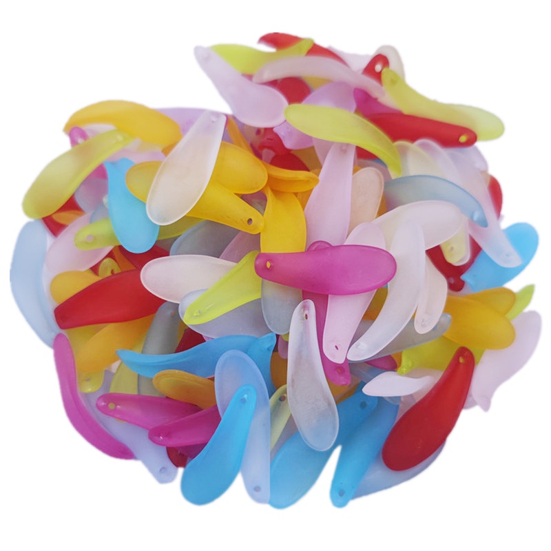 Set 100 Hạt Xỏ Lỗ Hình Cánh Hoa 27 * 9mm / 33 * 10mm Làm Trang Sức Thủ Công