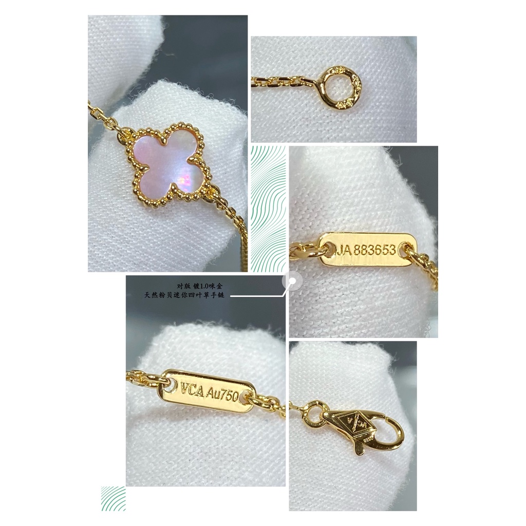 9mm-Vòng Tay May Mắn Bốn Lá Mạ Vàng 18K / 925 / Bạc 18K / Vòng Đeo Tay May Mắn