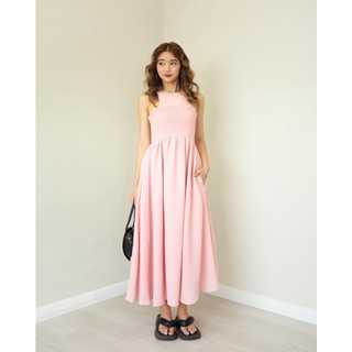 Đầm maxi nhún cổ tròn | Bada Dress | Secodee