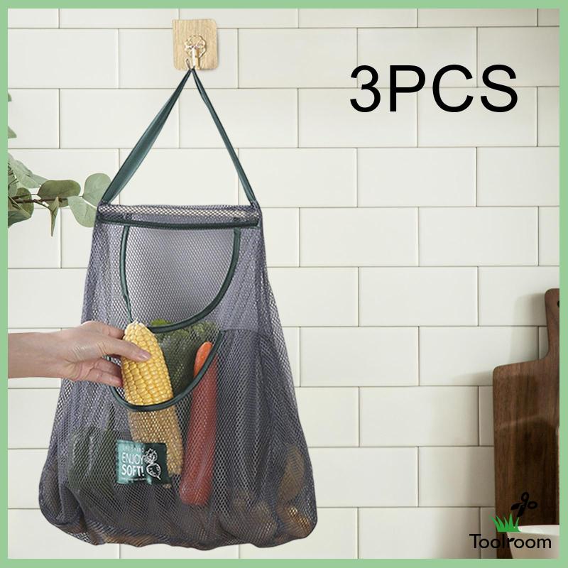 Bộ 3 Túi Lưới Đựng Trái Cây / Rau Củ Tiện Dụng Mang Theo Du Lịch Cắm Trại