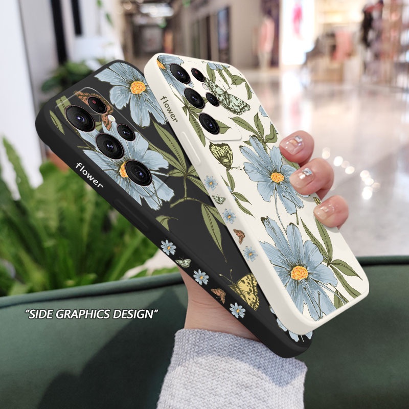 Bao Da Điện Thoại Họa Tiết Bướm Hoa Lan Cho samsung galaxy s23 s22 fe ultra plus Ốp