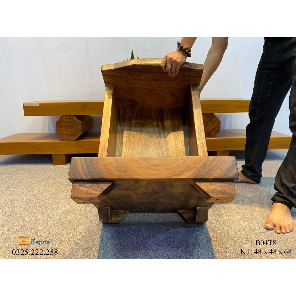 Bàn Thờ Ông Địa Thần Tài Gỗ Me Tây Ngang 48cm