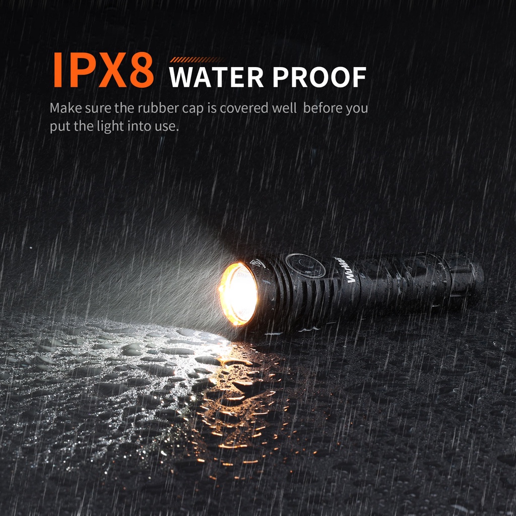 Đèn Pin Sạc Wukkos FC13 18650 Max 3500LM XHP50.2 LED EDC 360M IP68 2.0 Chuyên Dụng