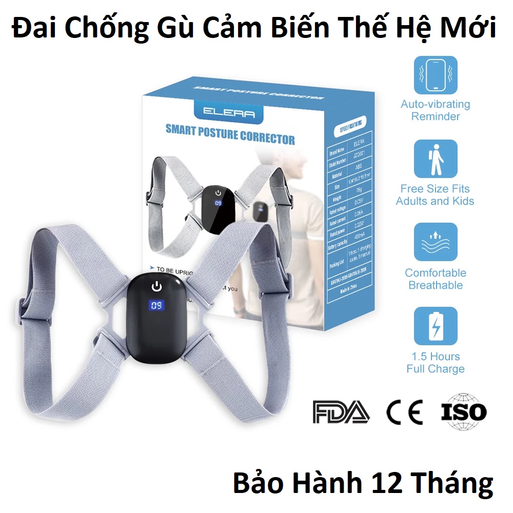 Đai chống gù lưng điện tử dùng cho người lớn,trẻ em, bé trai, bé gái,học sinh thông minh báo rung công nghệ Nhật Bản