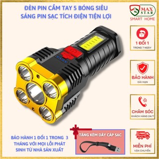 Hot đèn pin siêu sáng 5 bóng cầm tay chắc chắn chế độ loại sáng cao cấp