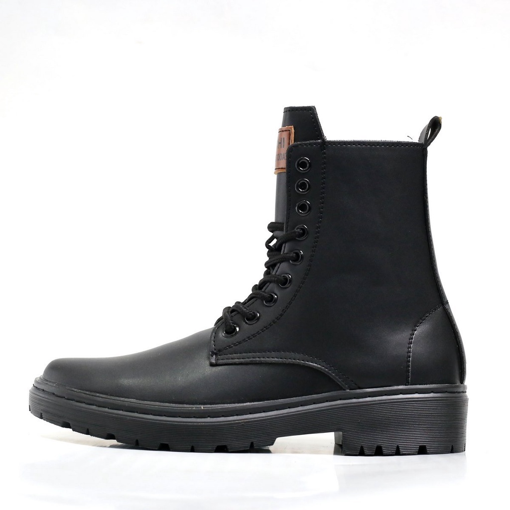 Giày combat boot nam nữ SL1032 StarLord màu đen da cao cấp có khâu đế