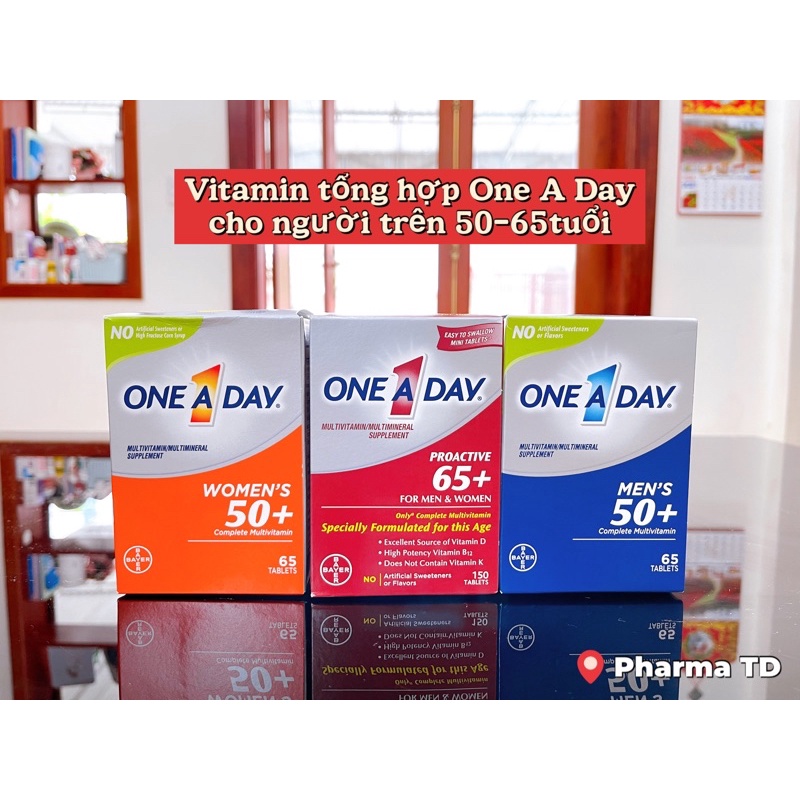 Vitamin người cao tuổi |One A Day Men & Women Multivitamin 50+, 65+ | 65-150 Viên | Mỹ.