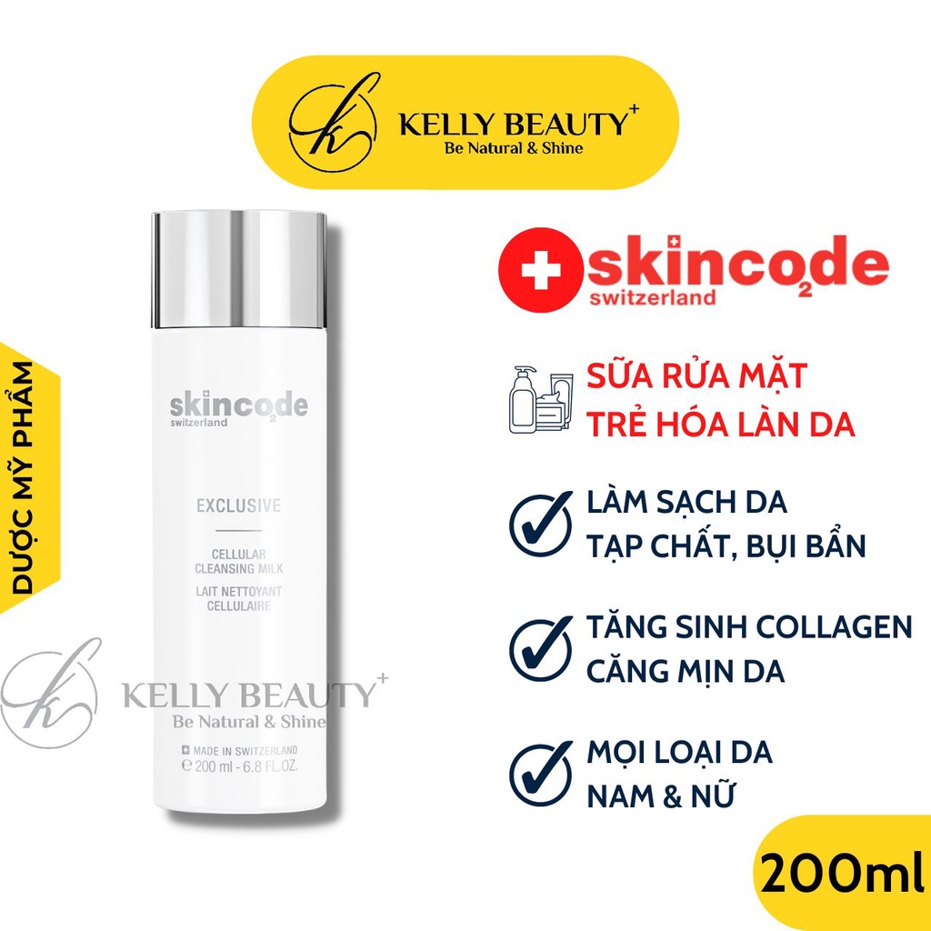 Sữa Rửa Mặt Trẻ Hóa Da Skincode Cellular Cleansing Milk - Làm Sạch Da, Cân Bằng Độ Ẩm, Tươi Sáng Làn Da | Kelly Beauty
