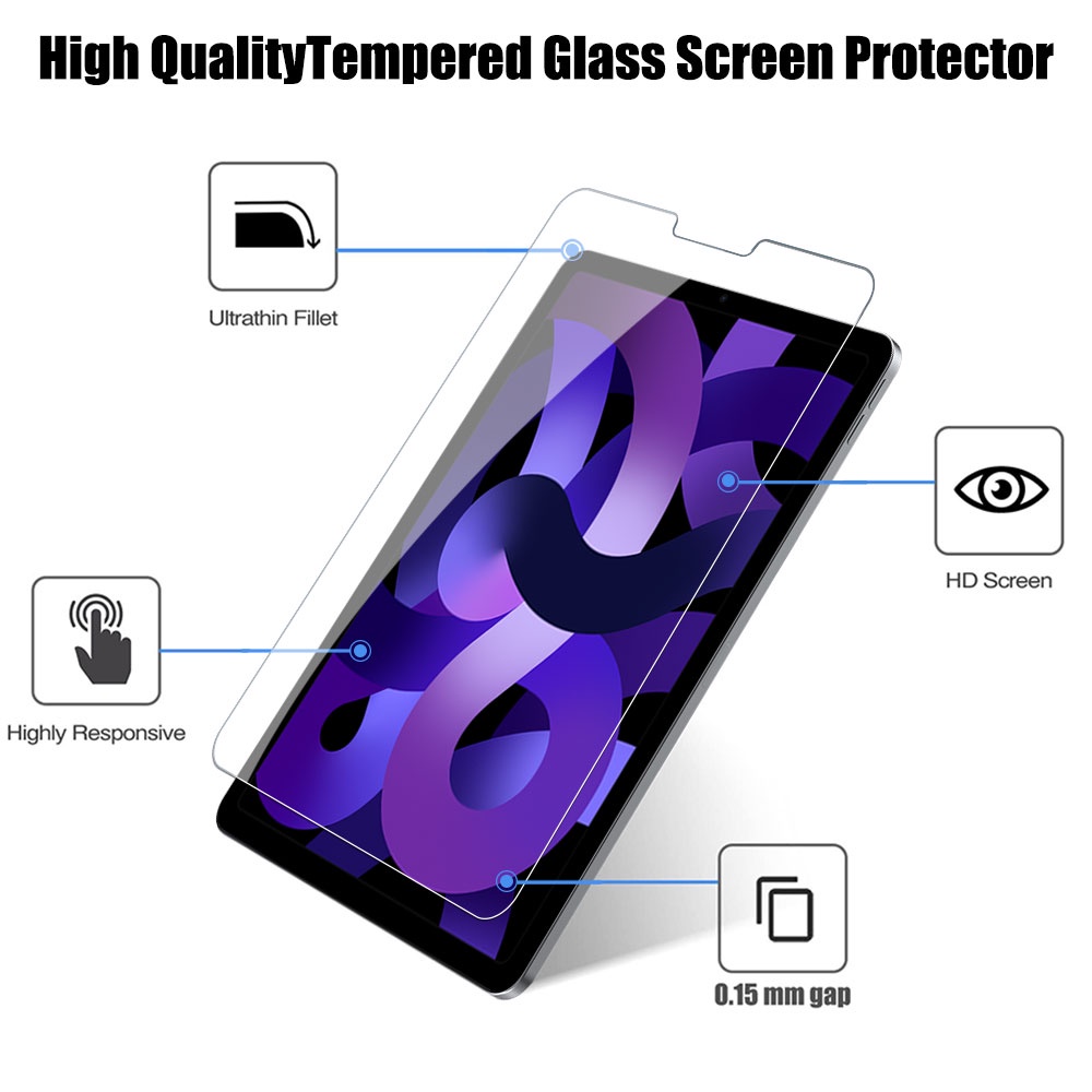 Set 2 Kính Cường Lực Bảo Vệ Màn Hình Cho Ipad Pro 12.9 11 M2 Air 4 5 12.9 9th 10.2 10.5 4 Mini 6 5 3 2 2021 2020