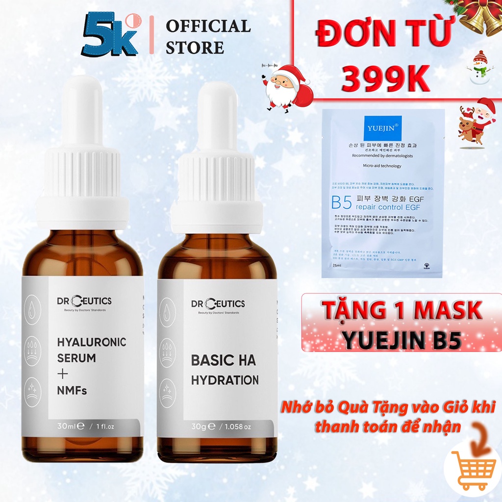Serum HA DrCeutics Cấp Ẩm, Căng Bóng Da Hyaluronic Acid + NMFs và HA Basic Drceutics Cho Da Dầu, Mụn (30ml)