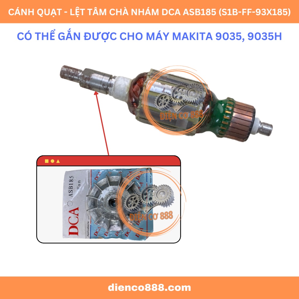 Lệt tâm - Quạt gió gắn rotor máy chà nhám rung DCA ASB185 / Makita 9035 9035H 9035SB bằng nhôm (Fan 68)