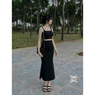 Chân váy đuôi cá chất umi co giãn