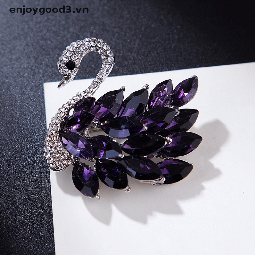 Ghim Cài Áo Hình Thiên Nga Đính Đá Zircon Kiểu Vintage Cho Nữ