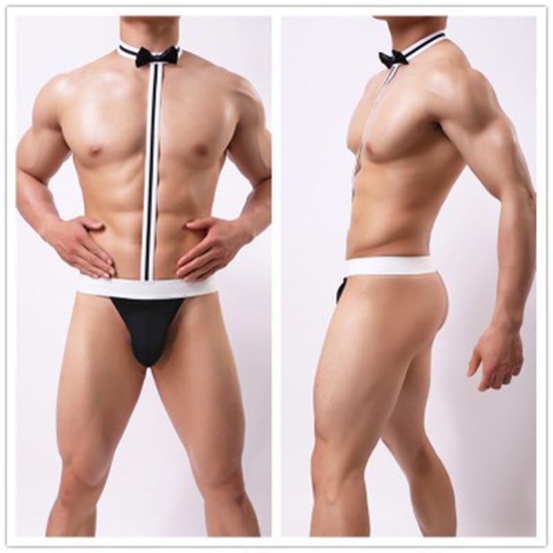 Underwear Bow One Piece Club Costume G-String Men Mens Shorts Thong Bodysuit