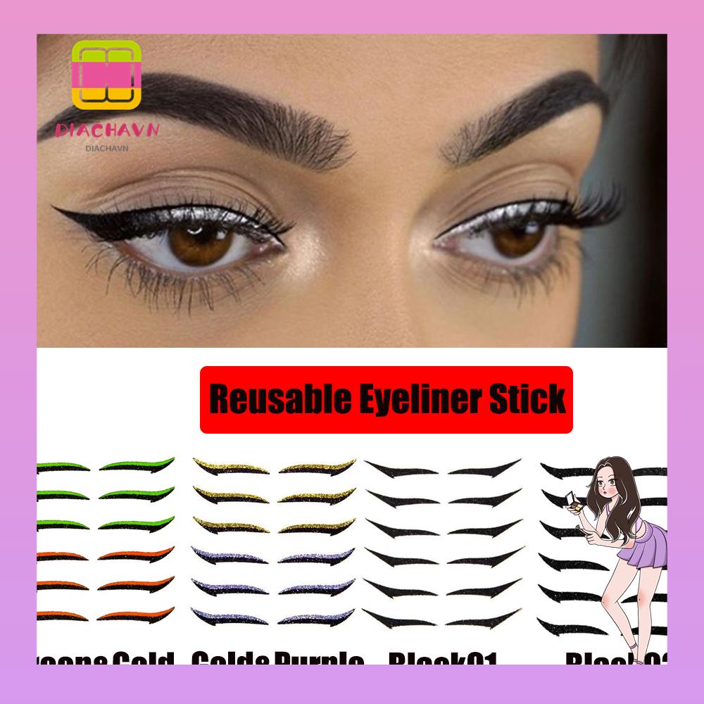 Set 6 Cặp Miếng Dán Kích Mí Kim Tuyến Lâu Trôi Có Thể Tái Sử Dụng