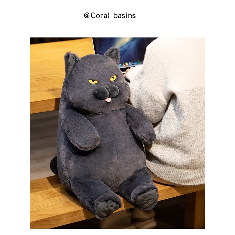 Thú Nhồi Bông Hình Chú Mèo Đen / Xanh / Chữ Tiếng Anh Trang Trí Nhà Cửa / Văn Phòng