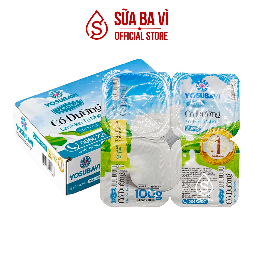 Sữa Chua Ba Vì Có Đường Thùng 48 Hộp