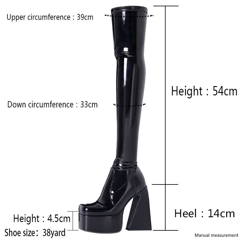 SẴN BOOT 14CM DA BÓNG KHOÁ KÉO QUA GỐI ÔM SÁT SEXY DANCER 14CM GÓT VUÔNG CECE.STORE BTG