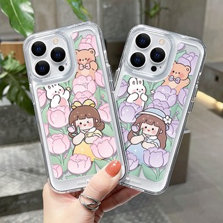 Ốp Lưng Cho Xiaomi Redmi Note 10 Lite 11 11E Pro Pro + 11R 11S 11SE 11T 12 Plus 9 Pro Max 9s 4G 5G Ốp Lưng Hoạt Hình Cô Gái Hoa Thẩm Mỹ Trong Suốt Ốp Điện Thoại