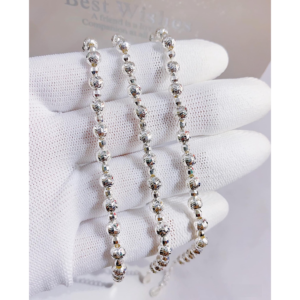 Lắc tay nữ - lắc tay bi phay 5mm chuẩn bạc ta xi vàng bền mầu- đeo sang luôn
