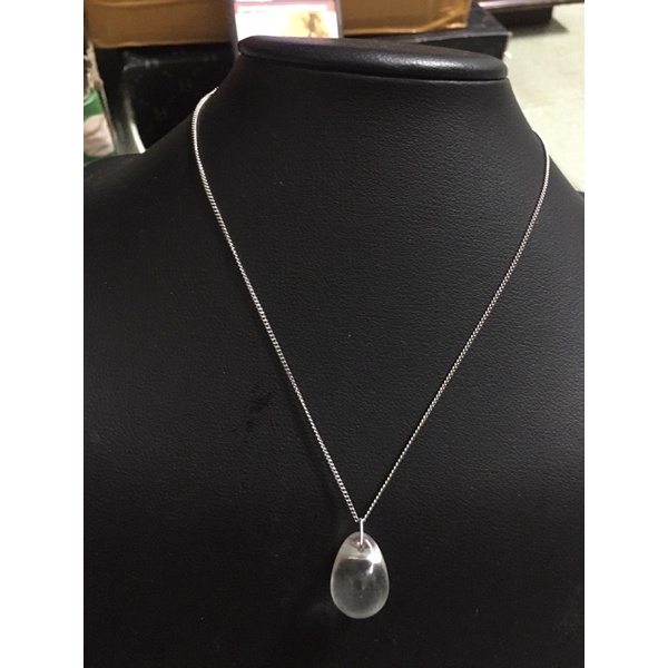 Dây chuyền phối mặt đá thủy tinh trắng si tuyển Nhật