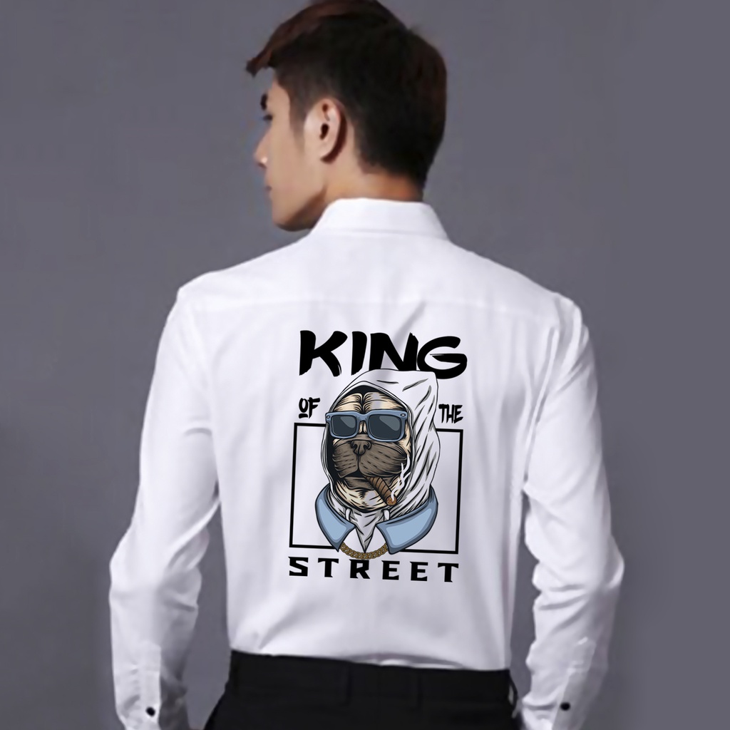 Áo Sơ Mi Tay Dài In Hình Icon King Of The Street Chất Liệu Vải Lụa Quảng Châu Hàng Việt Nam Xuất Khẩu Giá Rẻ Chất Lượng