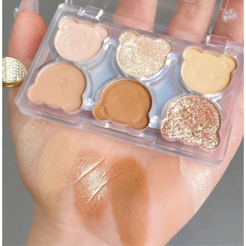 Phấn Mắt Mini Tone Nude Trầm Hình Gấu - Makeup Eyeshadow Palette