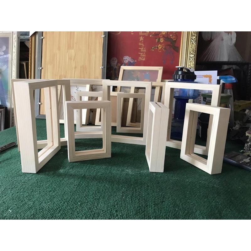 khung ảnh gỗ thông nhập khẩu Sơn Pu (để bàn )láng mịn trang trí cho Handmade