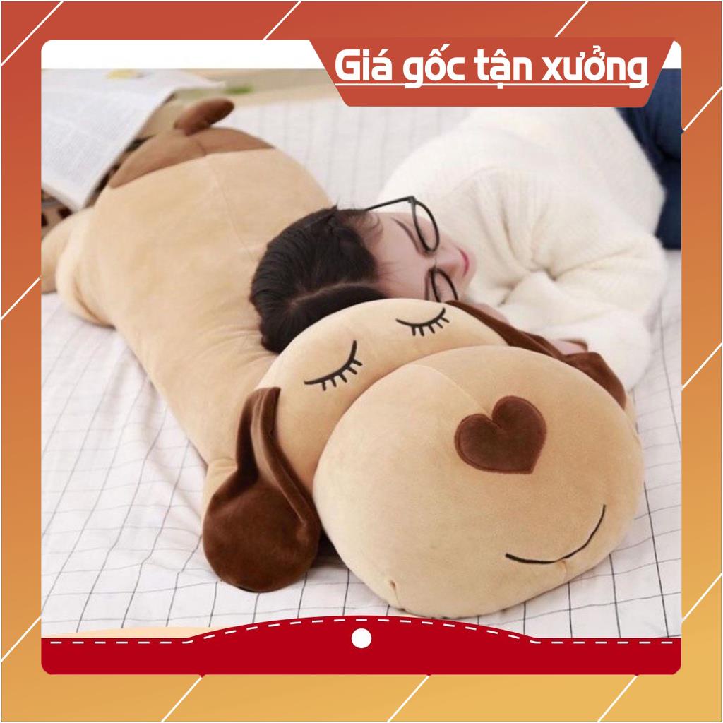 Gấu Bông Gối Ôm Chó Mũi Tim 💛 FREE SHIP 💛 Tai Dài Siêu To Siêu Mềm Mịn Co Dãn 4 Chiều - Gối Ôm Hình Thú Chó Bông Nằm L