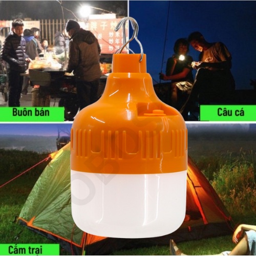 Bóng đèn led sạc pin tích điện bán hàng chợ đêm, cắm trại, câu cá công suất 30W 60W 80W 100W 150W - Yoboshop