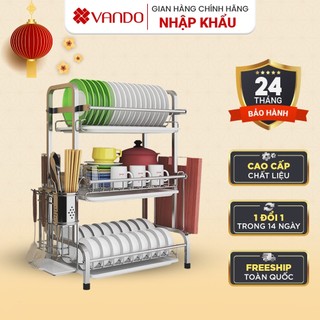 Kệ Để Chén Đĩa Inox 304 và Thép Carbon Sơn Đen VANDO Thông Minh Cho Gian Bếp Tiện Lợi