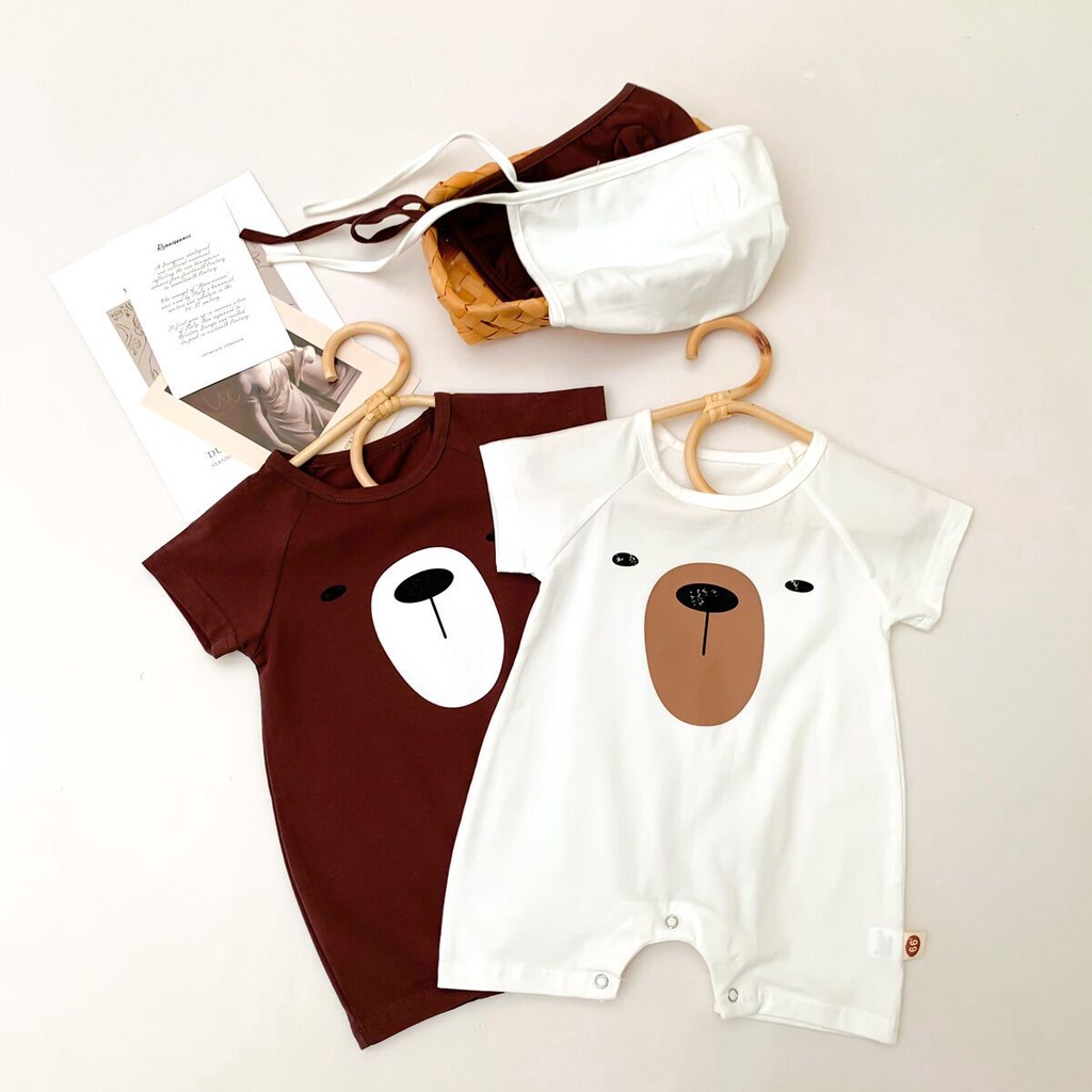 Set áo liền quần và mũ trùm đầu đáng yêu cho bé sơ sinh