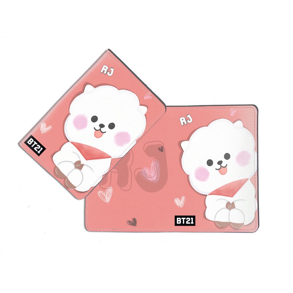 Bao da passport/hộ chiếu cao cấp in hình Chibi BT21 BTS Siêu cute