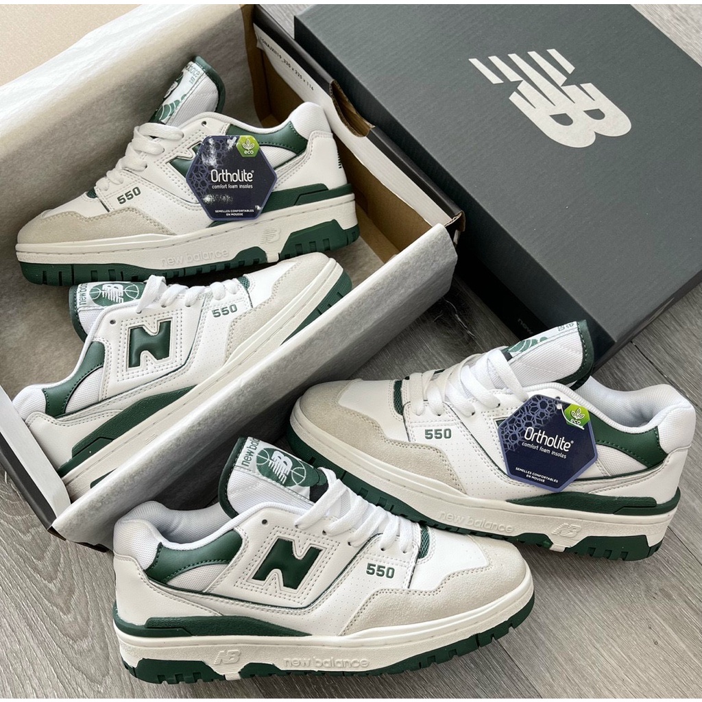Giày 𝐍𝐞𝐰 𝐛𝐚𝐥𝐚𝐧𝐜𝐞 𝟓𝟓𝟎  'White Green' B550, NB550 xanh lá bản SC BẢN NEW,Nb550 TRẮNG ,Xanh Lá , Xanh Biển