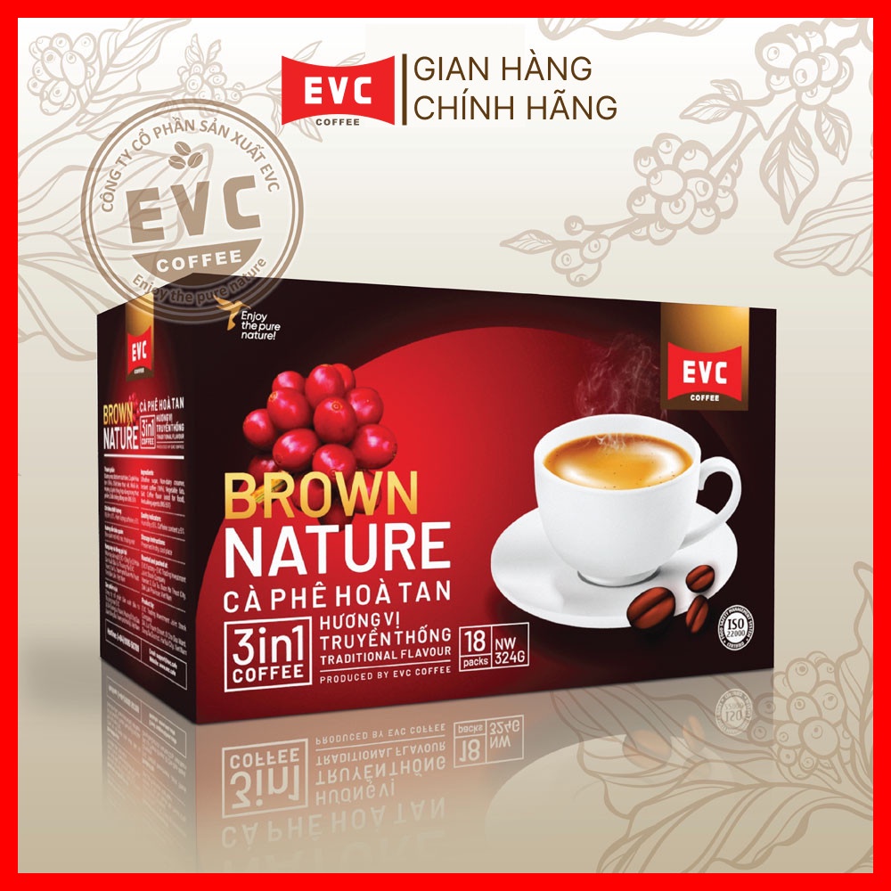 Cà Phê Gói Cà Phê Hòa Tan 3in1 Vị Đậm - EVC Brown Nature -