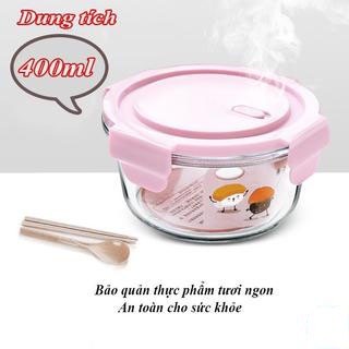 Hộp cơm thủy tinh tròn 400ml/ 620ml , hộp đựng thực phẩm đa năng có nắp hút chân không