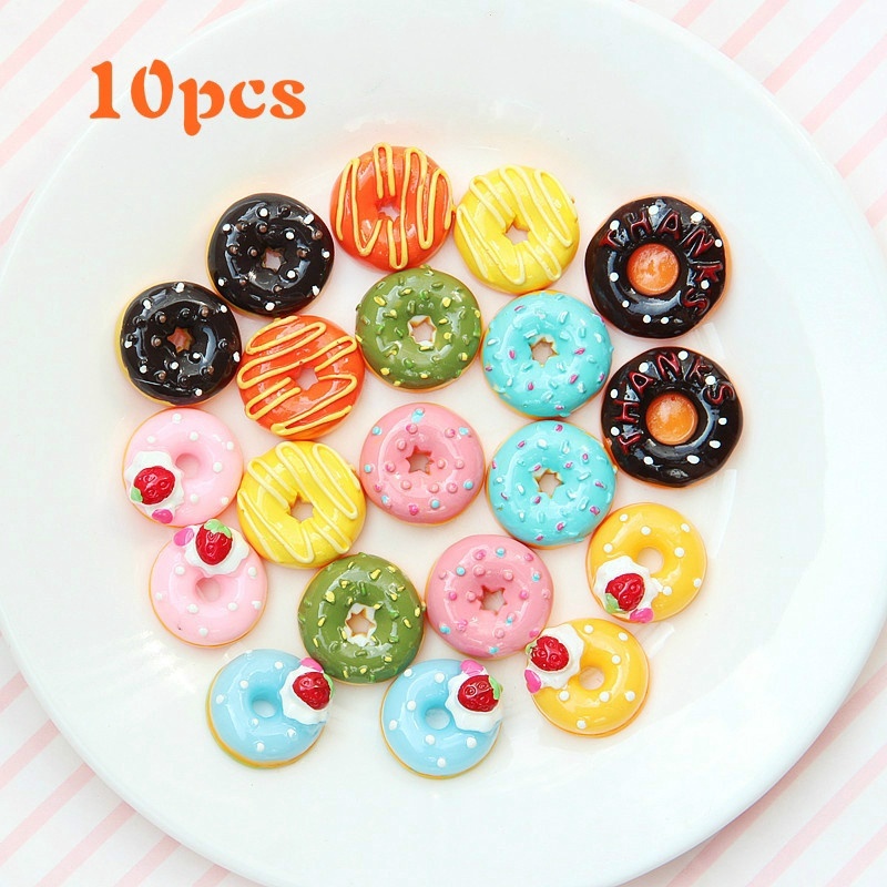 Set 10 Bánh Donut Bằng Resin Dễ Thương Dùng Trang Trí Sổ Tay