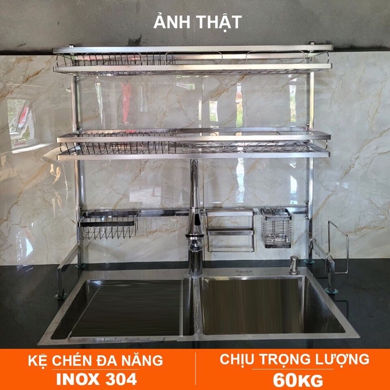 Kệ úp bát trên bồn rửa đa năng. ilox 304 k rỉ, full size từ 66cm - 126cm