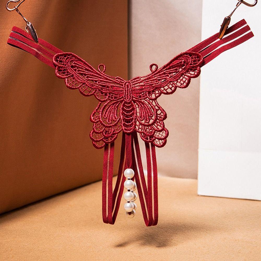 Quần Lót Lọt Khe Eo Thấp Thêu Hình Hoa Bướm Phối Ren Quyến Rũ