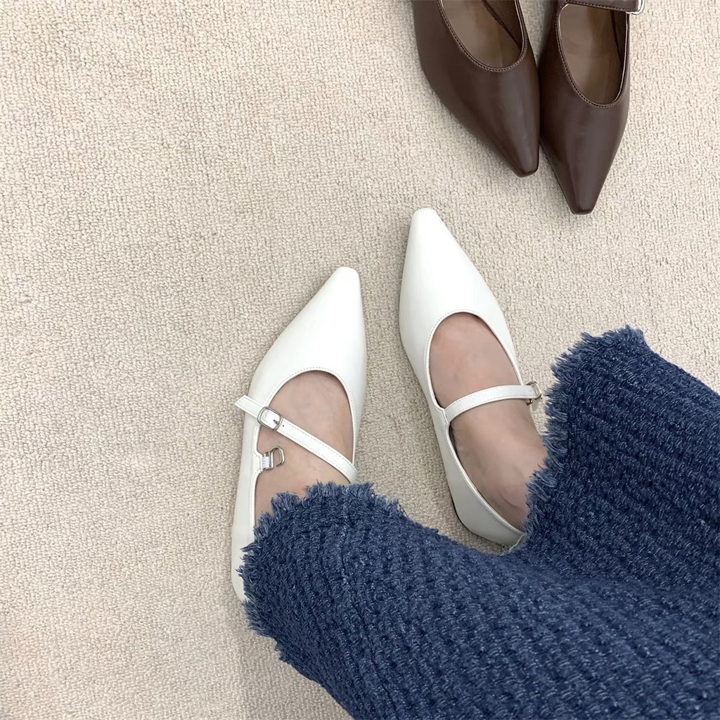 Giày nữ bệt vintage trơn mũi nhọn 1022-1