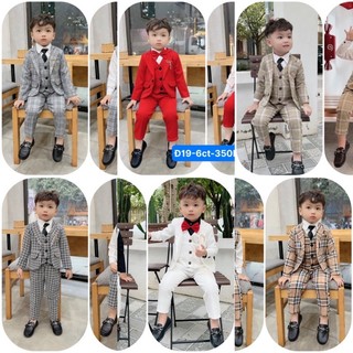 bộ vest 6 chi tiết cho bé 9-22kg(áo vest, quần, sơmi,cà vạt, cài áo, gile)
