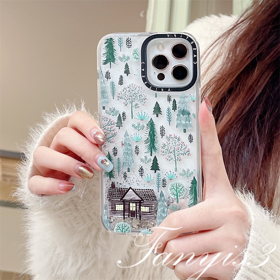 Ốp Điện Thoại Acrylic Mềm Trong Suốt Phối Kim Tuyến Nước Hình Bông Tuyết Cho iPhone 14 13 12 11 Pro Max Plus