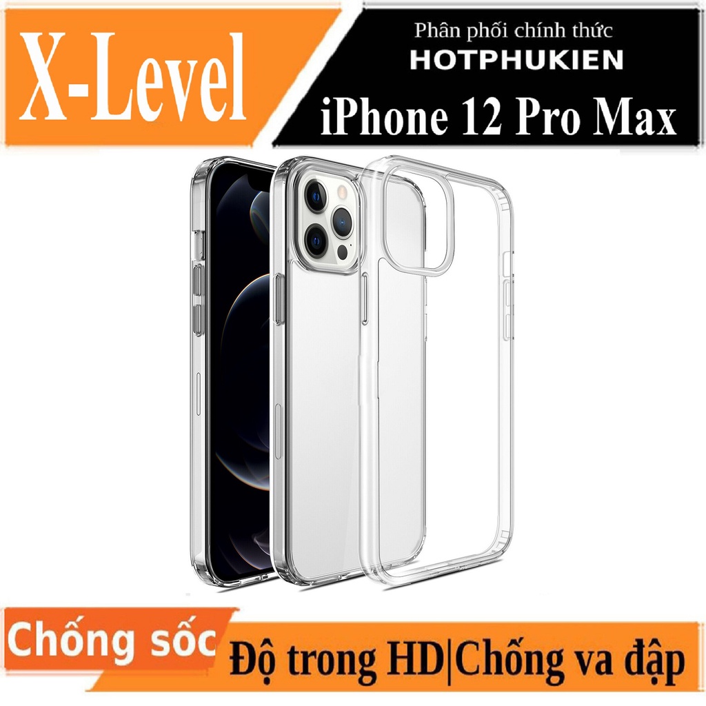 Ốp lưng chống sốc cho iPhone 12 / 12 Pro / 12 Pro Max mặt lưng trong suốt siêu mỏng 0.8mm hiệu X-Level Sparkling Series