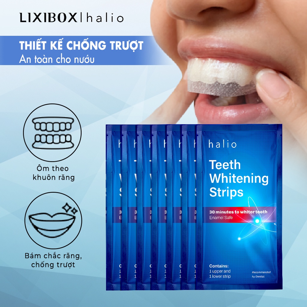 Set 14 Miếng Dán Trắng Răng Không Ê Buốt Halio Teeth Whitening Kit